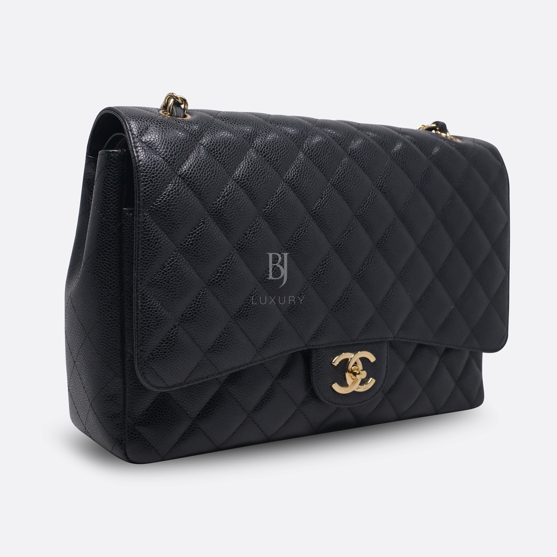 CHANEL CLASSIC HANDBAG MAXI BLACK CAVIAR