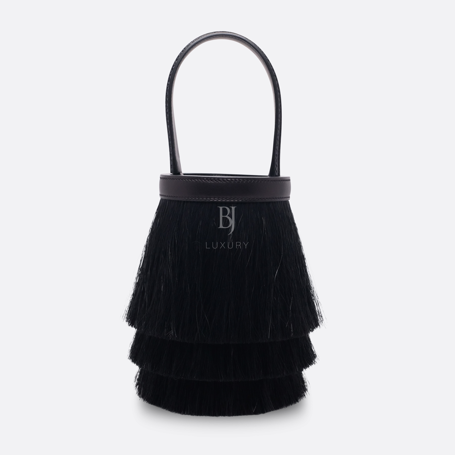 HERMES SAC TOUPET BLACK HORSEHAIR, CALF