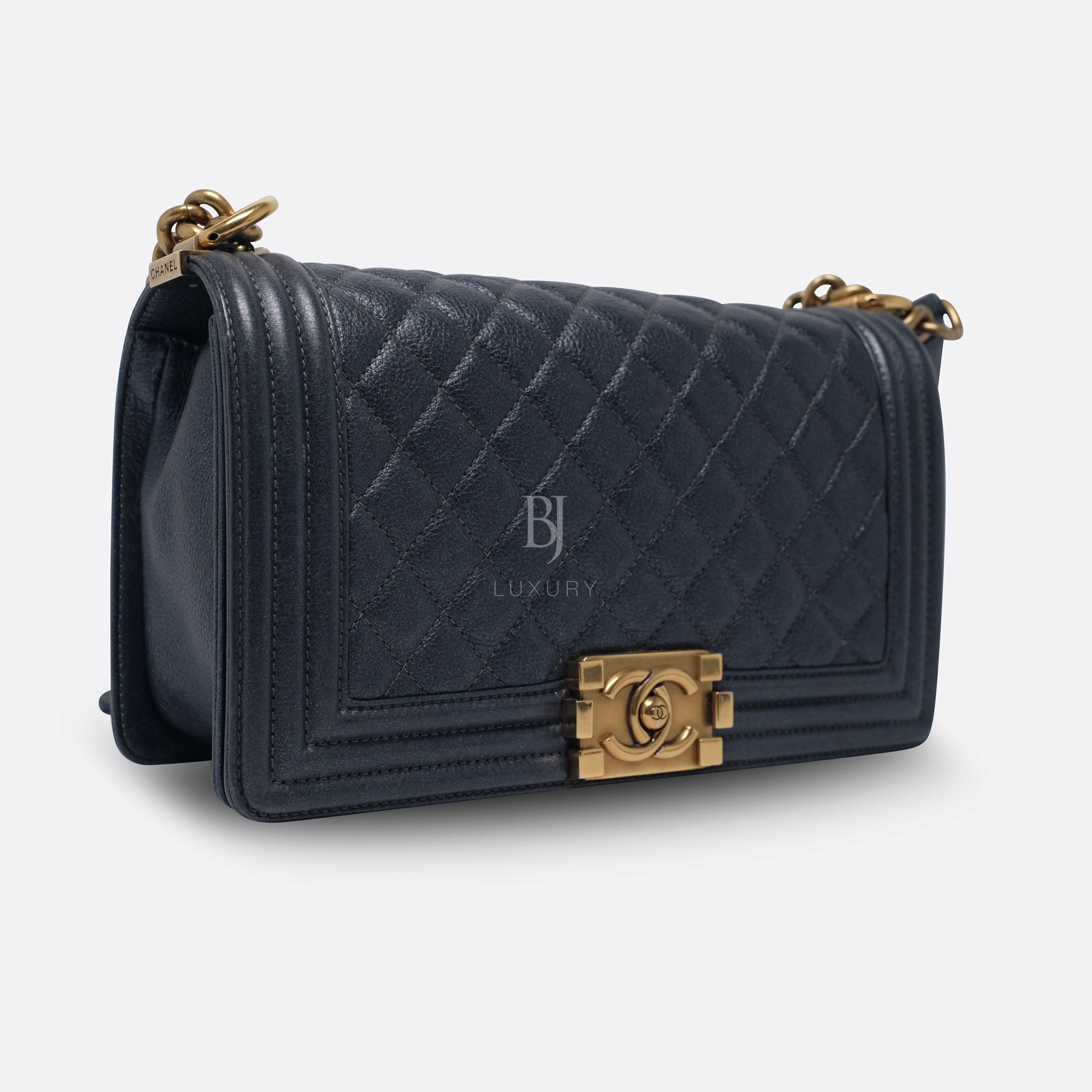 CHANEL BOY CHANEL MEDIUM GREY AGED CALFSKIN