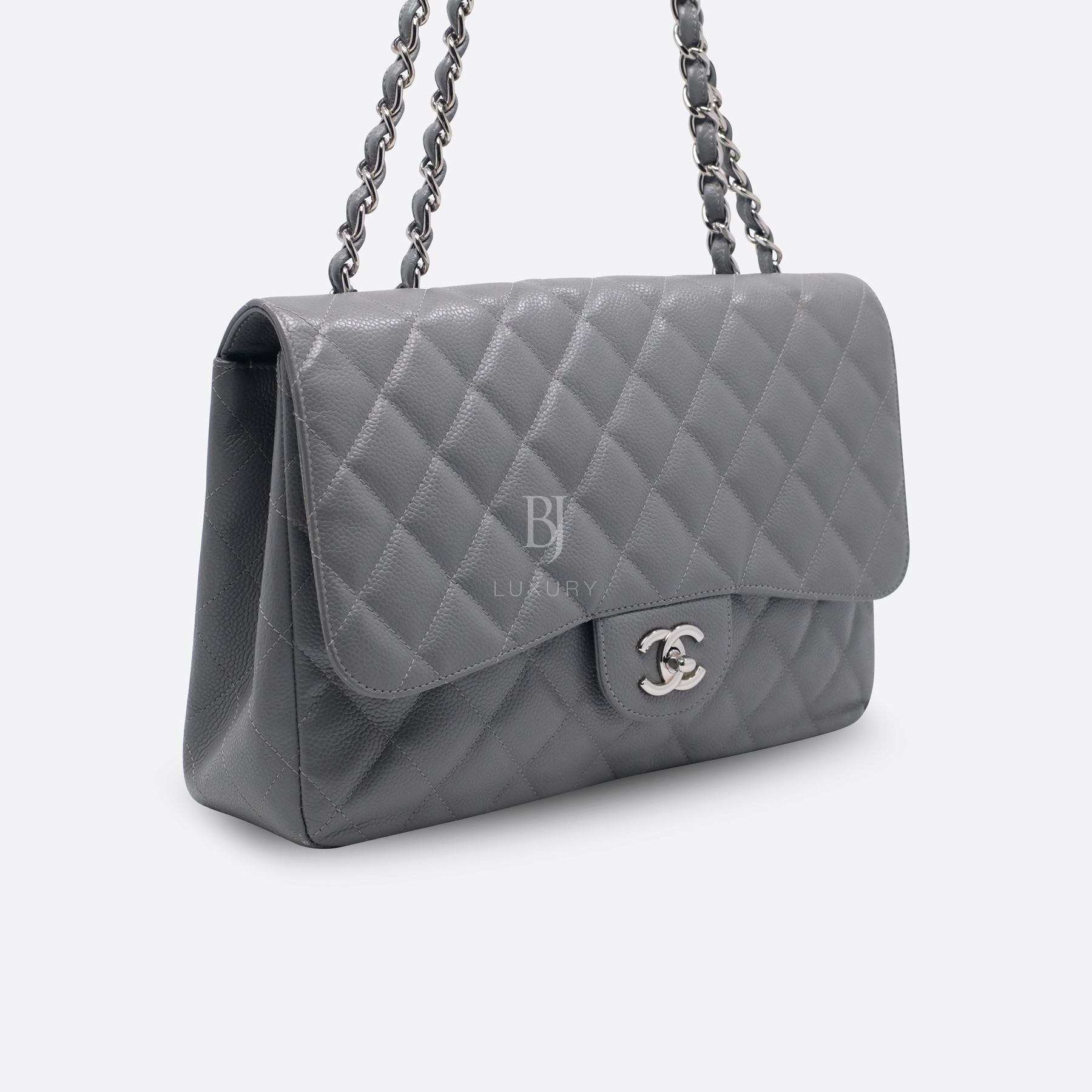 CHANEL FLAP BAG JUMBO GREY CAVIAR