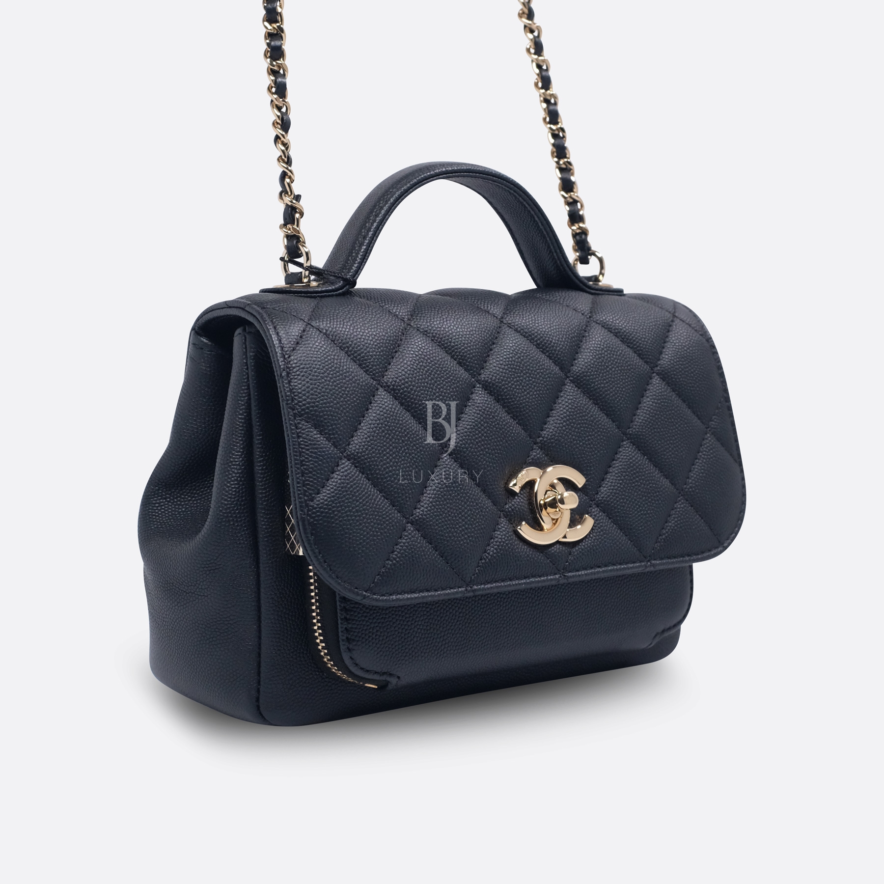 CHANEL FLAP BAG WITH TOP HANDLE SMALL BLACK CAVIAR