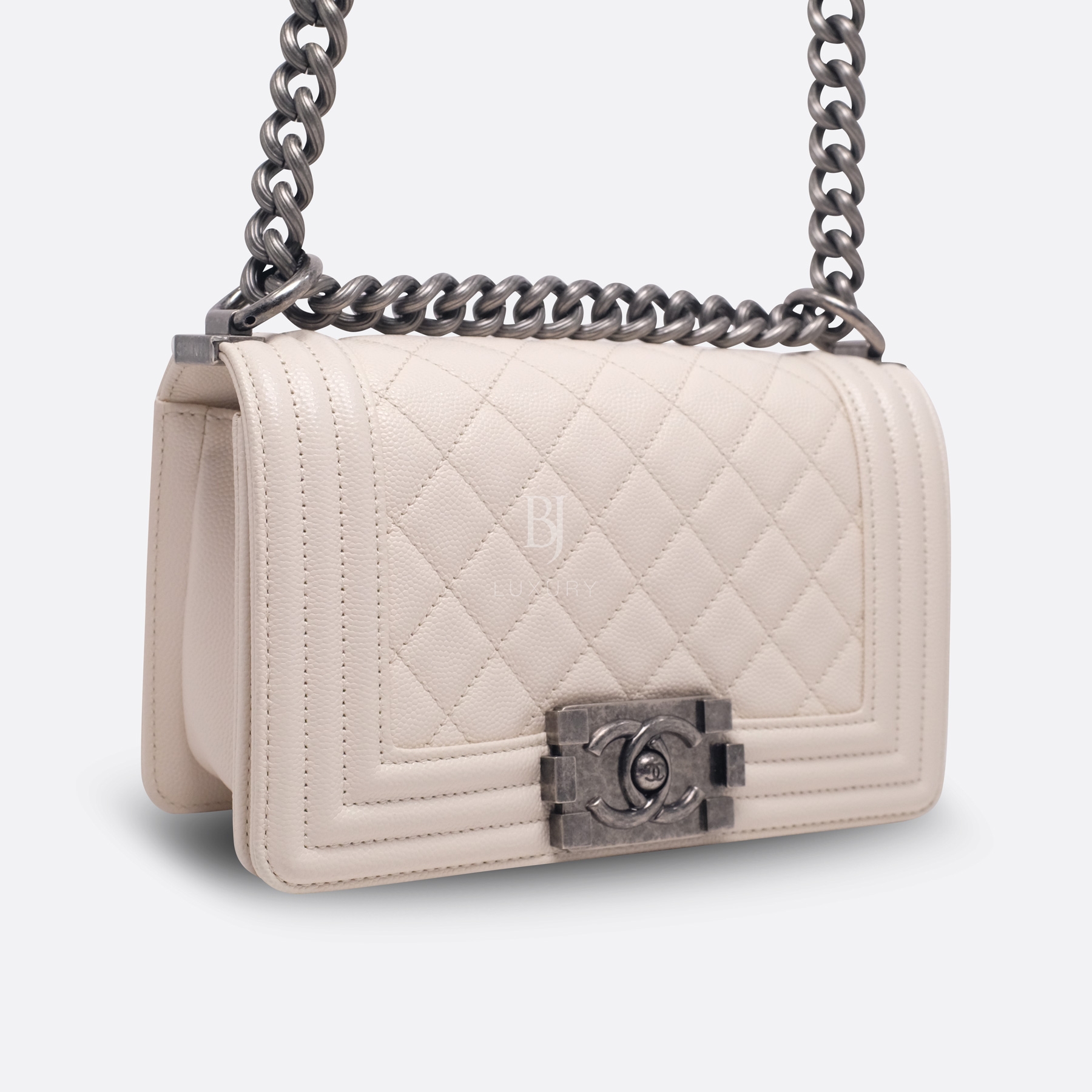 CHANEL BOY CHANEL SMALL IVORY CAVIAR