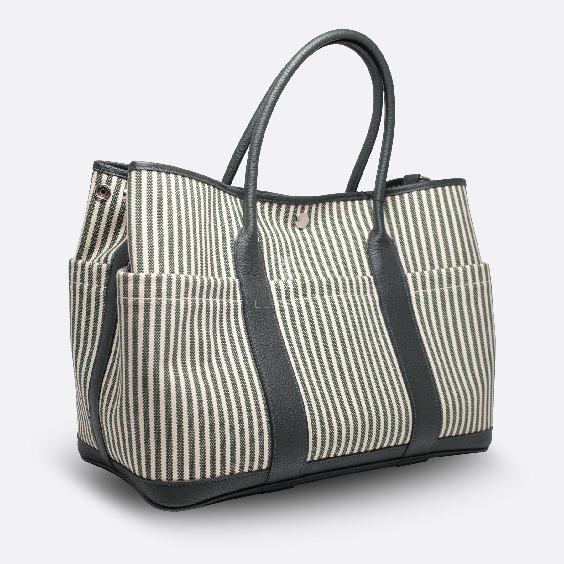 HERMES GARDEN PARTY POCKETS 36 VERT ANGLAIS CANVAS, NEGONDA