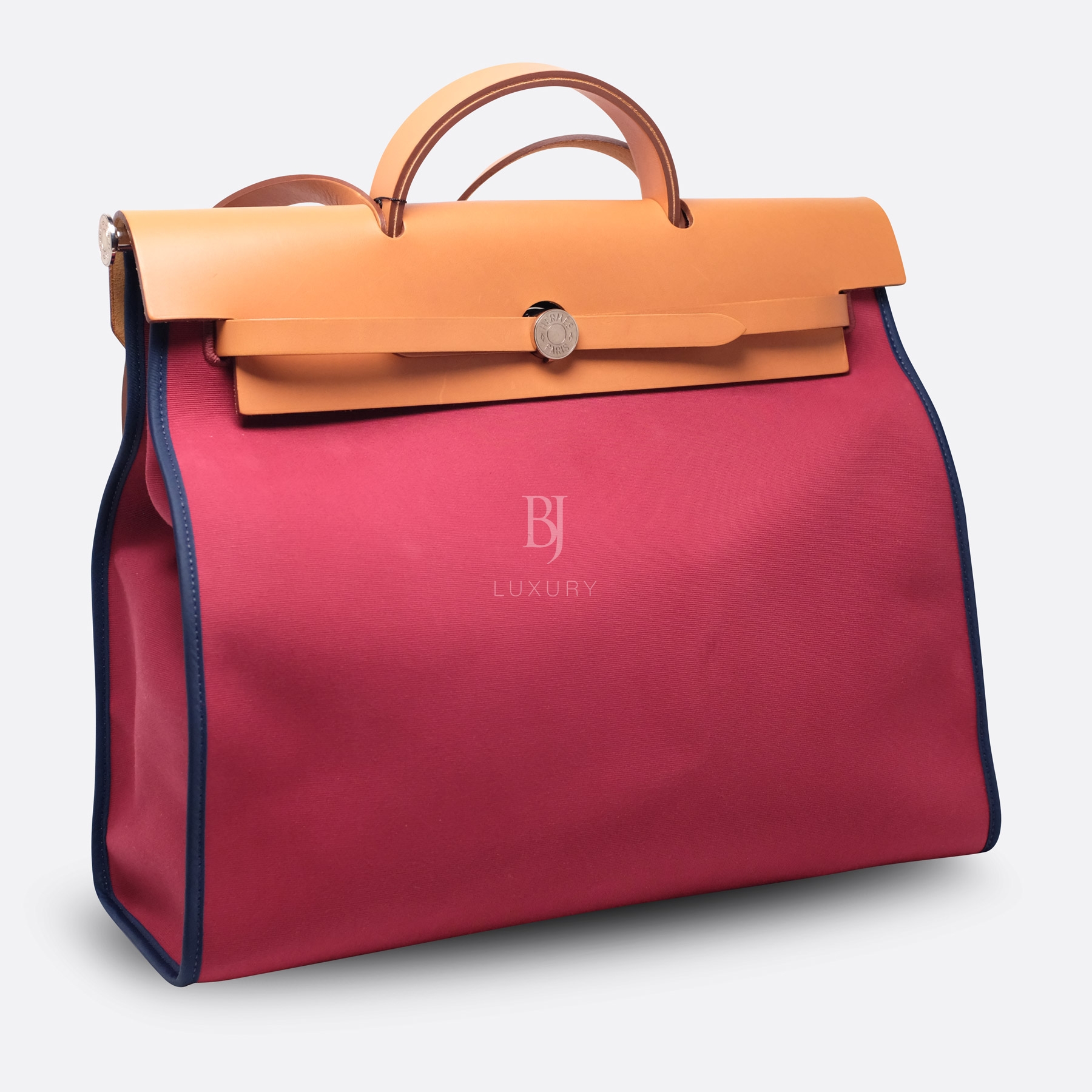 HERMES HERBAG 39 ROUGE CANVAS, VACHE