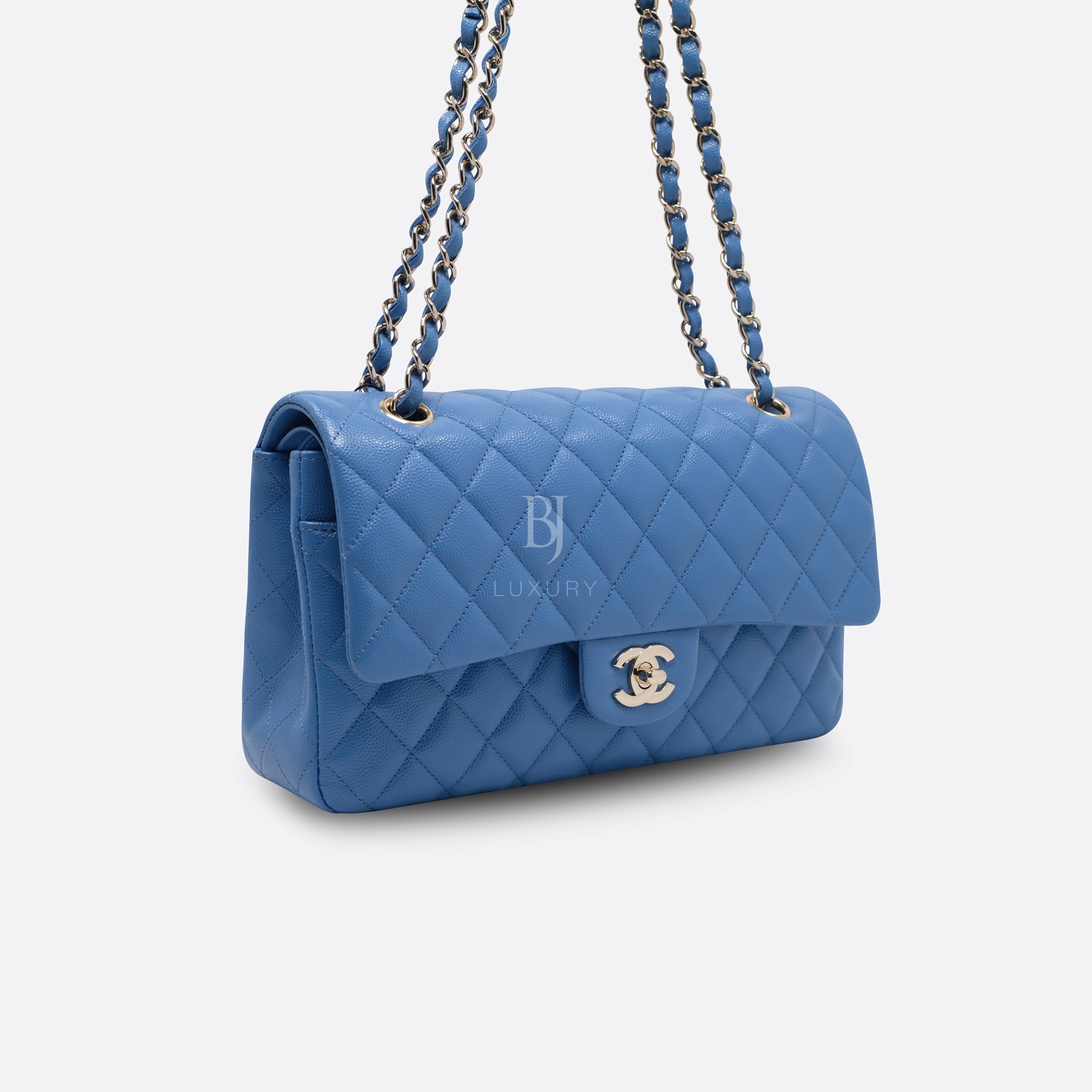 CHANEL CLASSIC HANDBAG MEDIUM BLUE CAVIAR