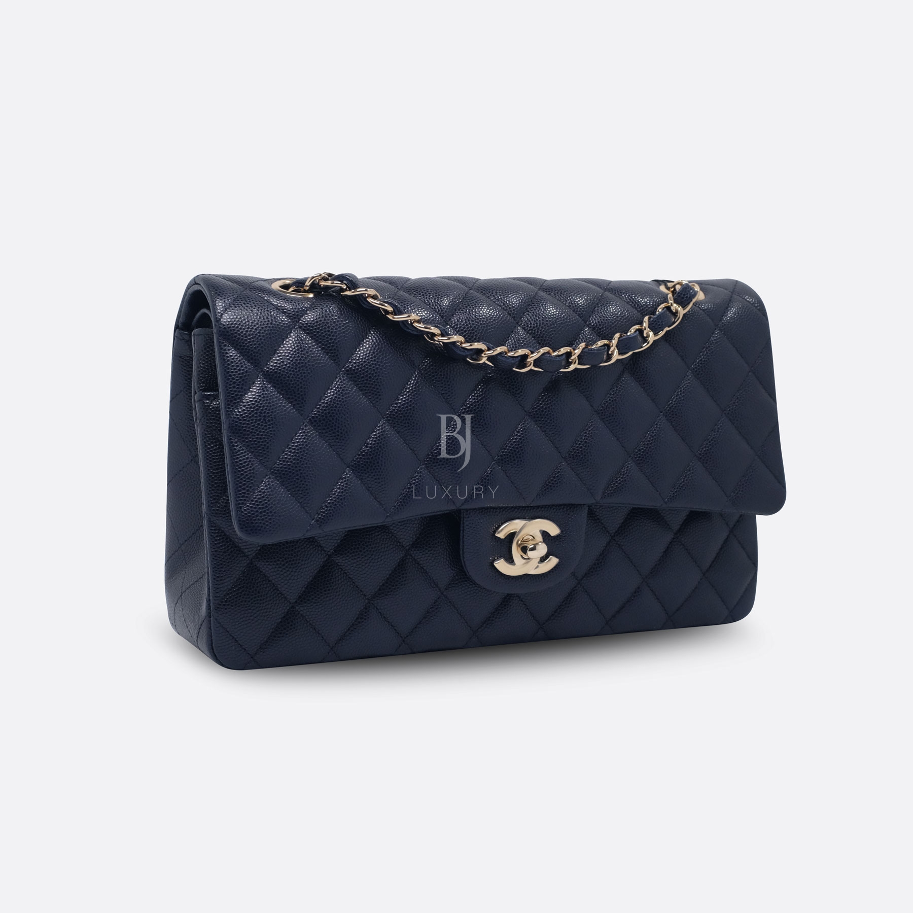 CHANEL CLASSIC HANDBAG MEDIUM NAVY CAVIAR