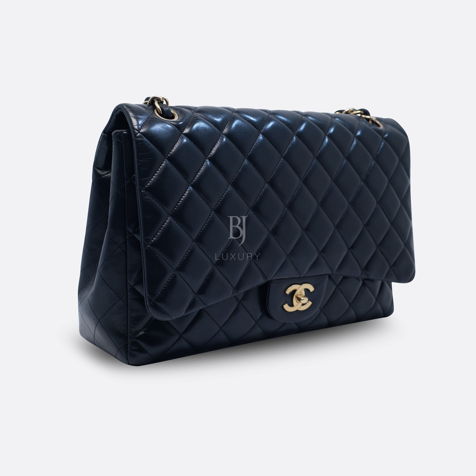 CHANEL FLAP BAG MAXI BLACK LAMBSKIN
