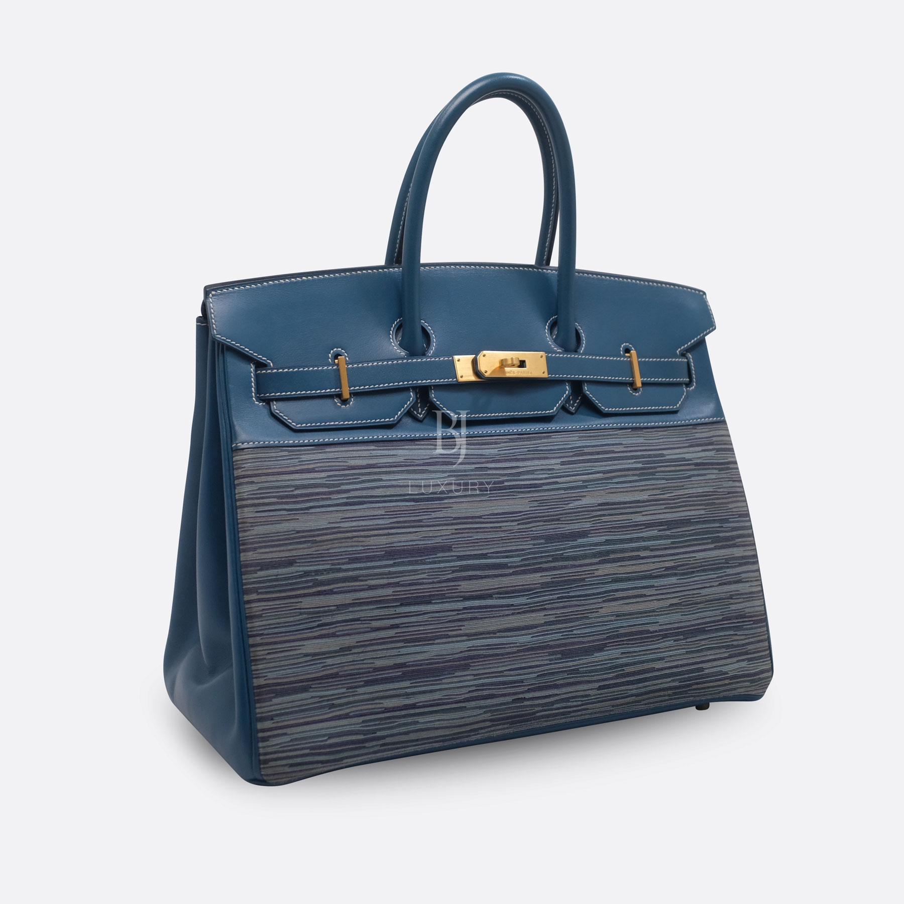 HERMES BIRKIN 35 BLEU THALASSA VIBRATO, BOX CALF