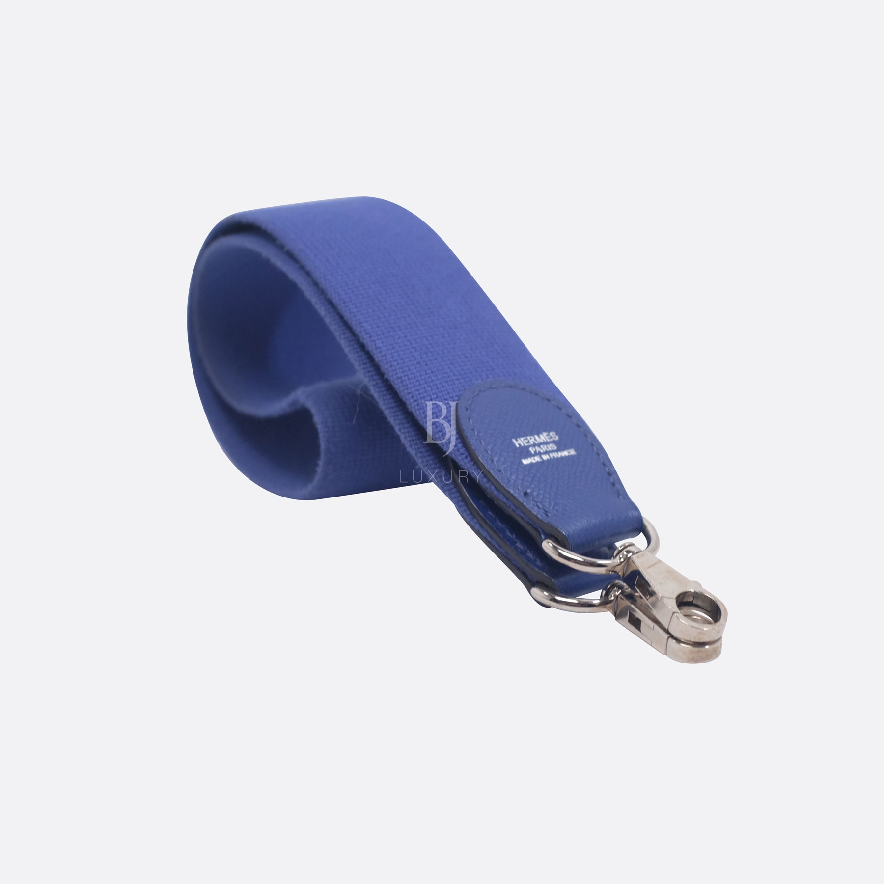 HERMES CANVAS BAG STRAP 60CM BLEU ELECTRIQUE CANVAS