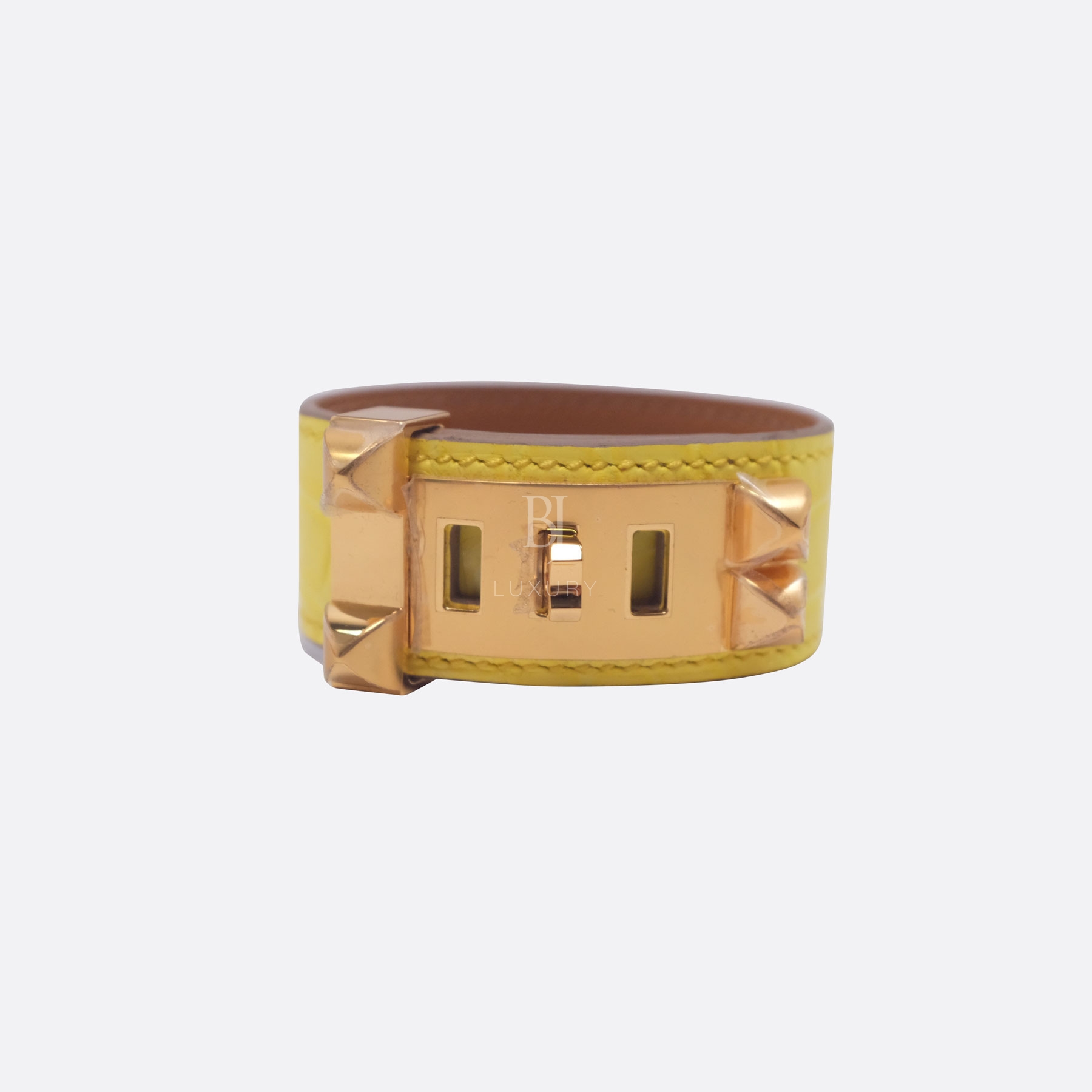 HERMES COLLIER DE CHIEN 24 BRACELET SMALL LIME ALLIGATOR
