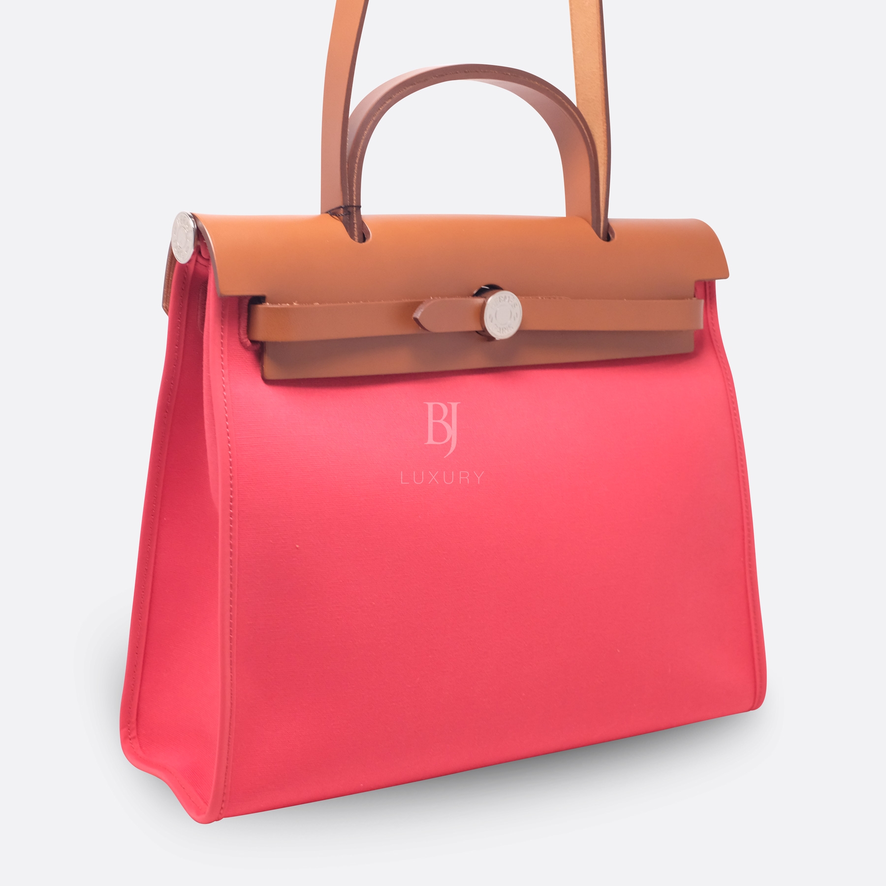 HERMES HERBAG 31 BOUGAINVILLEA TOILE H/VACHE