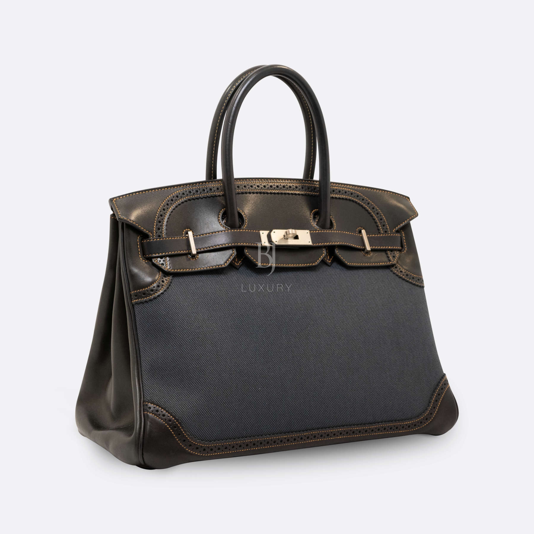 HERMES BIRKIN GHILLIES 35 DENIM FONCE TOILE H / EVERCALF