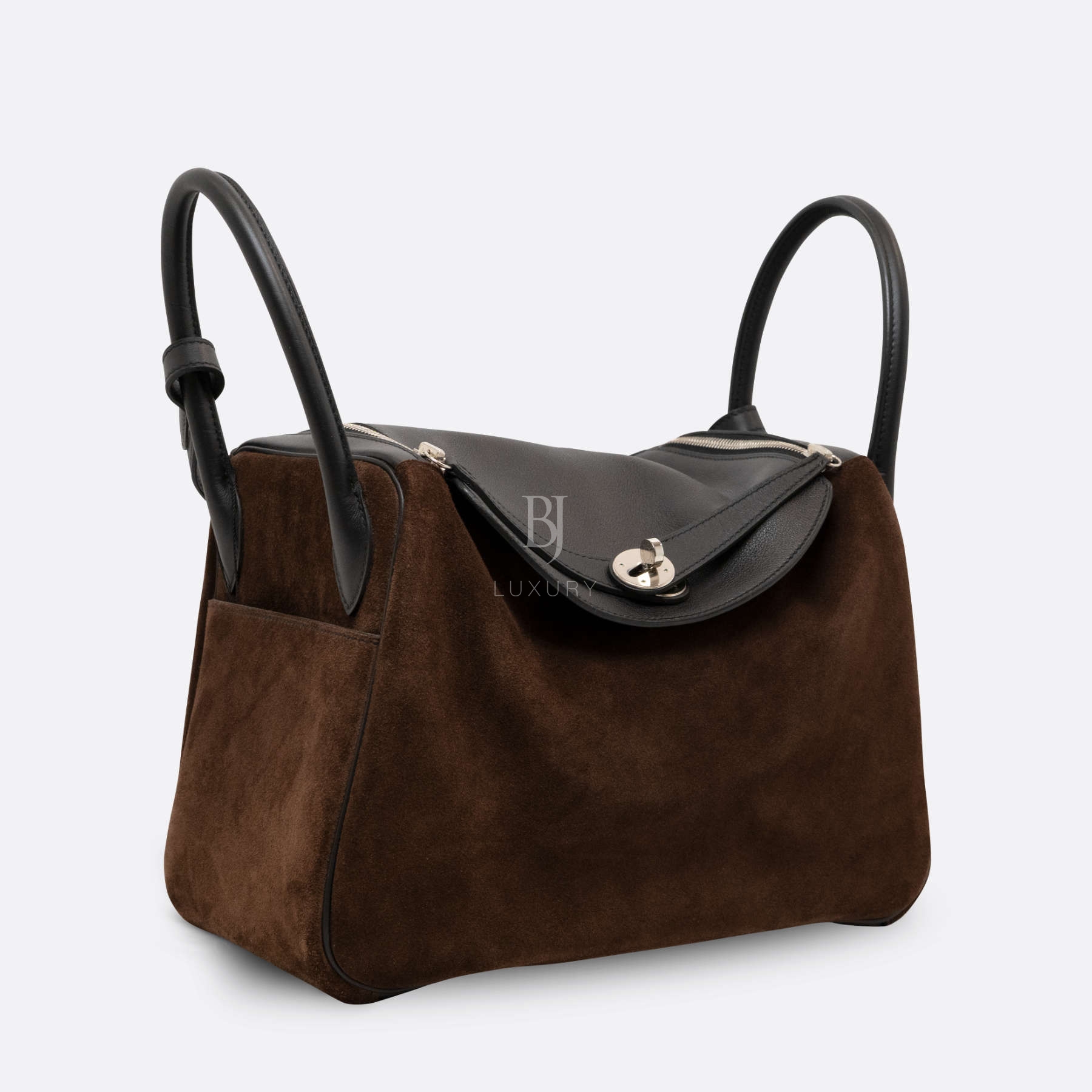 HERMES LINDY 30 MARRON FONCE SUEDE, SWIFT