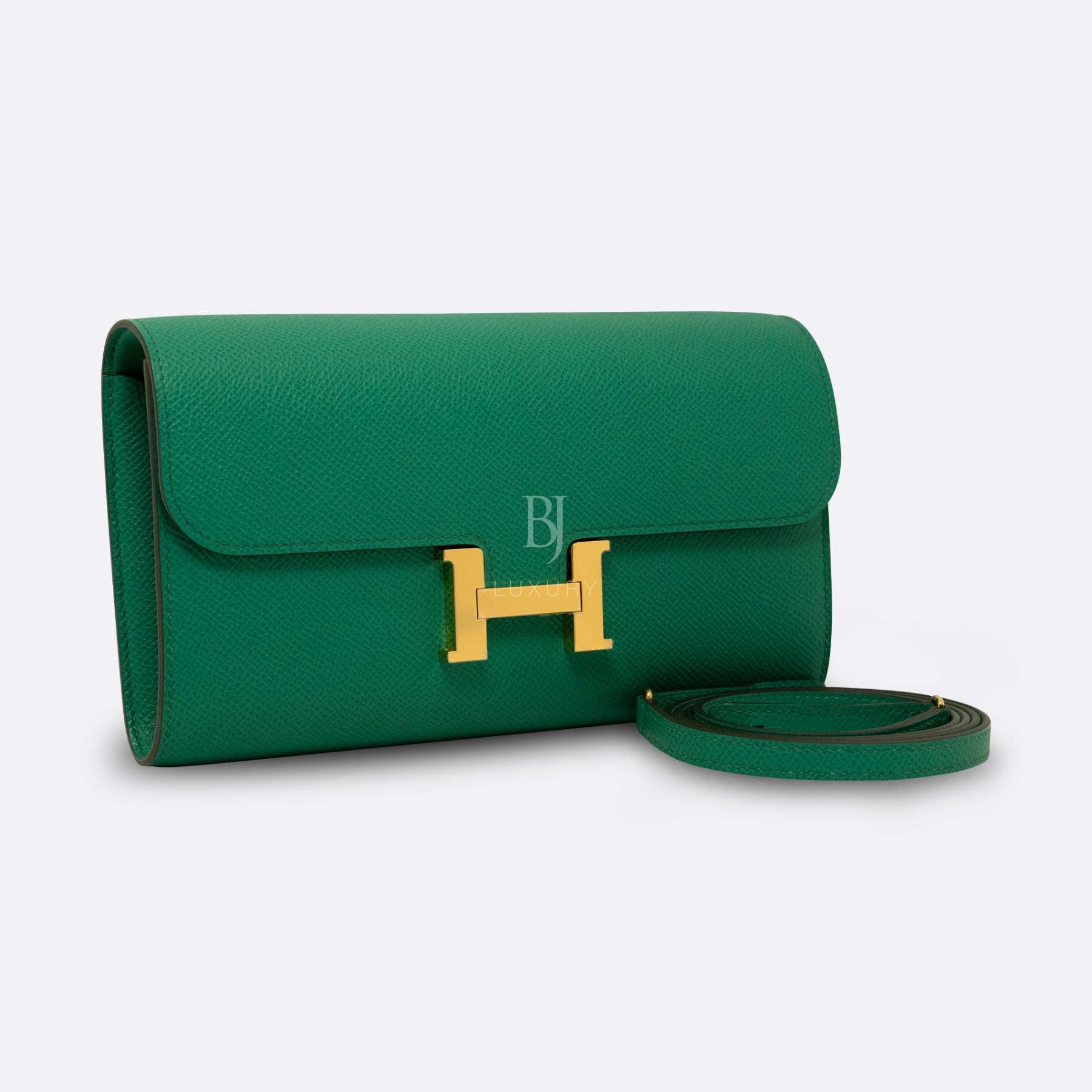 HERMES CONSTANCE TO GO WALLET LONG CLUTCH VERT JADE EPSOM