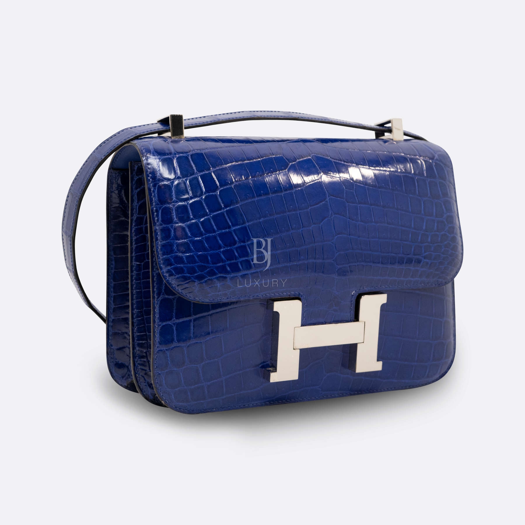 HERMES CONSTANCE 24 BLEU ELECTRIQUE NILOTICUS CROCODILE