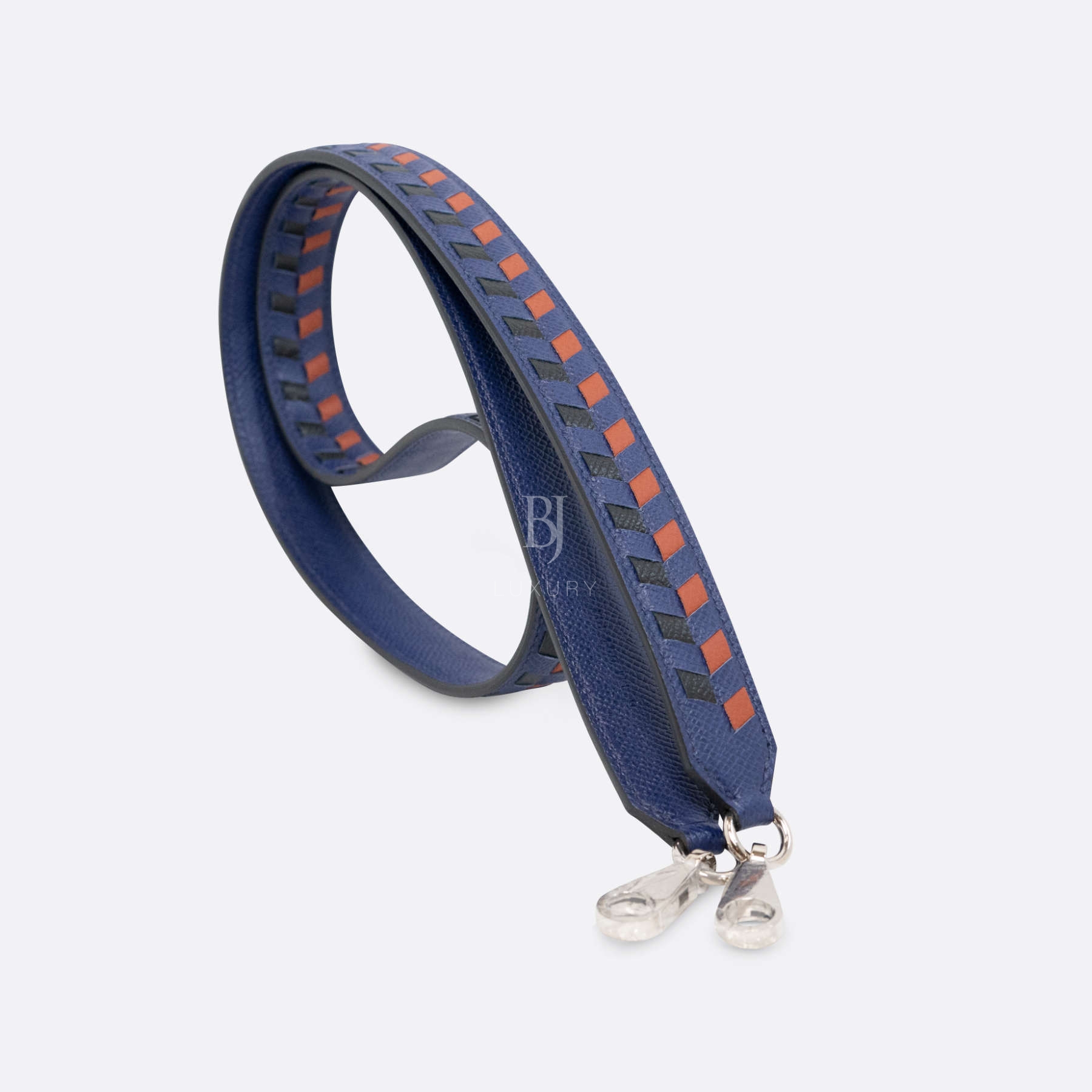 HERMES SANGLE TRESSAGE BAG STRAP 105CM BLEU ENCRE EPSOM
