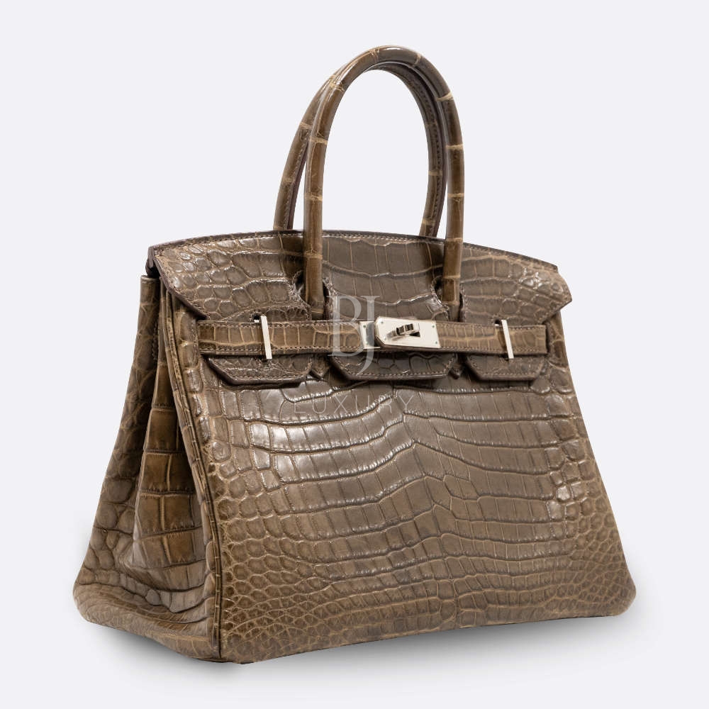 HERMES BIRKIN 30 GRIS ELEPHANT NILOTICUS CROCODILE