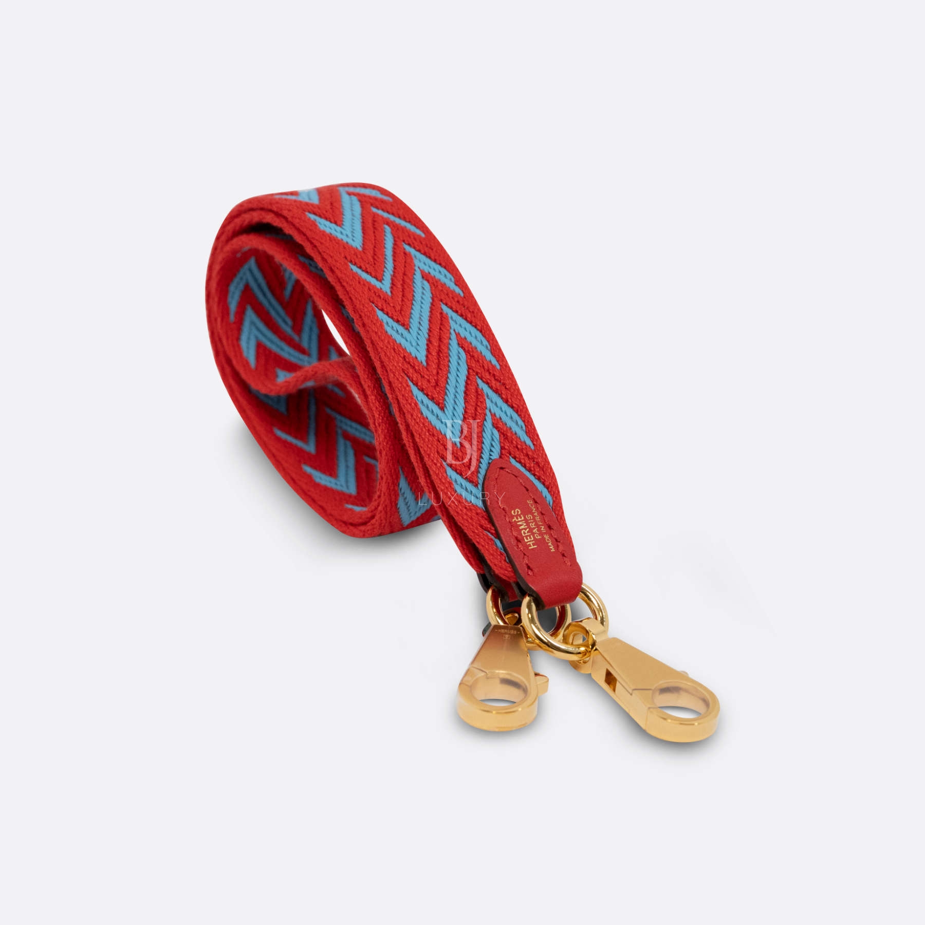 HERMES SANGLE CAVALE BAG STRAP 105CM ROUGE DE COEUR CANVAS, SWIFT