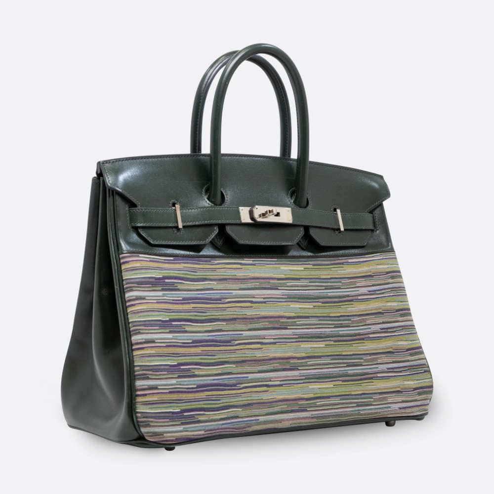 HERMES BIRKIN 35 VERT FONCE VIBRATO, BOX CALF