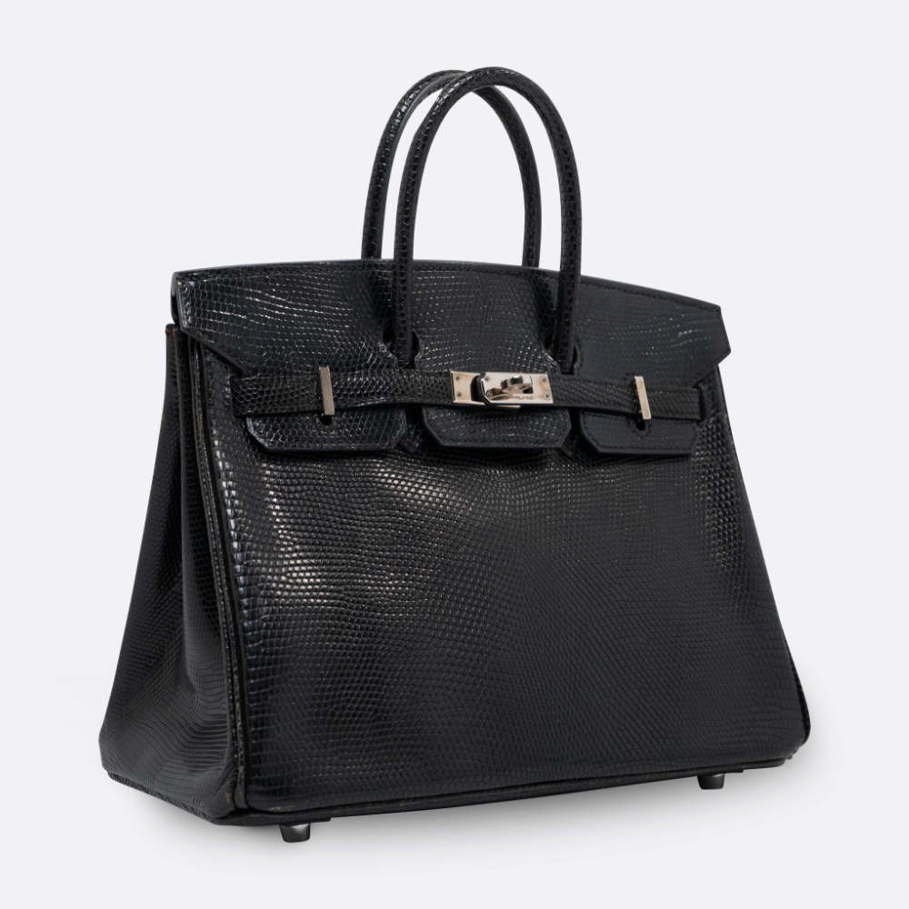 HERMES BIRKIN 25 BLACK LIZARD