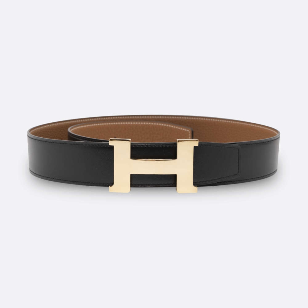 HERMES CONSTANCE BELT 95CM BLACK, GOLD TOGO