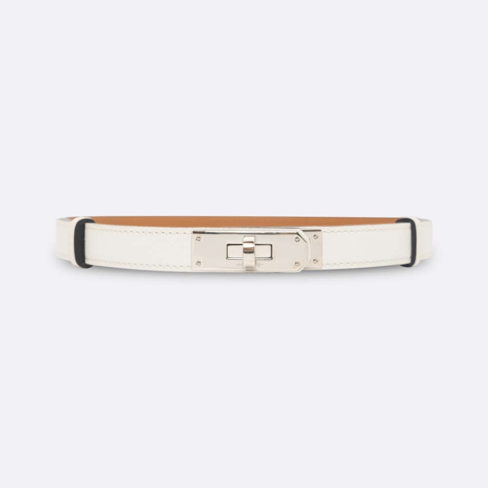HERMES KELLY BELT FREE SIZE WHITE EPSOM