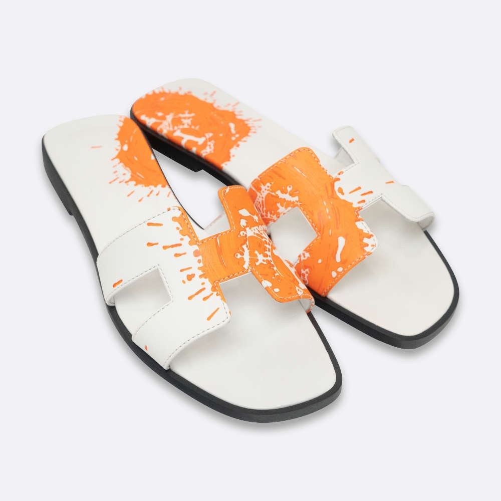 HERMES ORAN EU 37.5 WHITE CALF