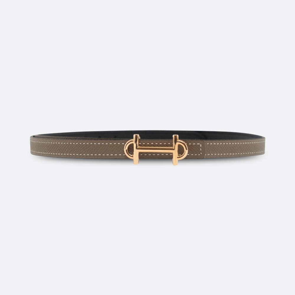 HERMES BELT BUCKLE CEINTURE GAMMA 80 ETOUPE EPSOM