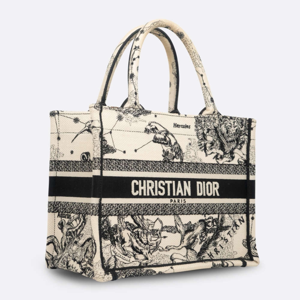 CHRISTIAN DIOR BOOK TOTE SMALL BLACK, WHITE JACQUARD