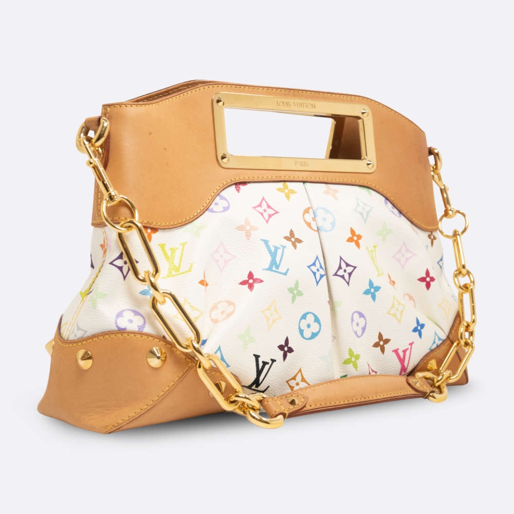 LOUIS VUITTON JUDY SHOULDER BAG MM WHITE COATED CANVAS