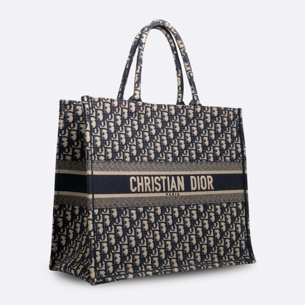 CHRISTIAN DIOR BOOK TOTE LARGE BLUE FABRIC