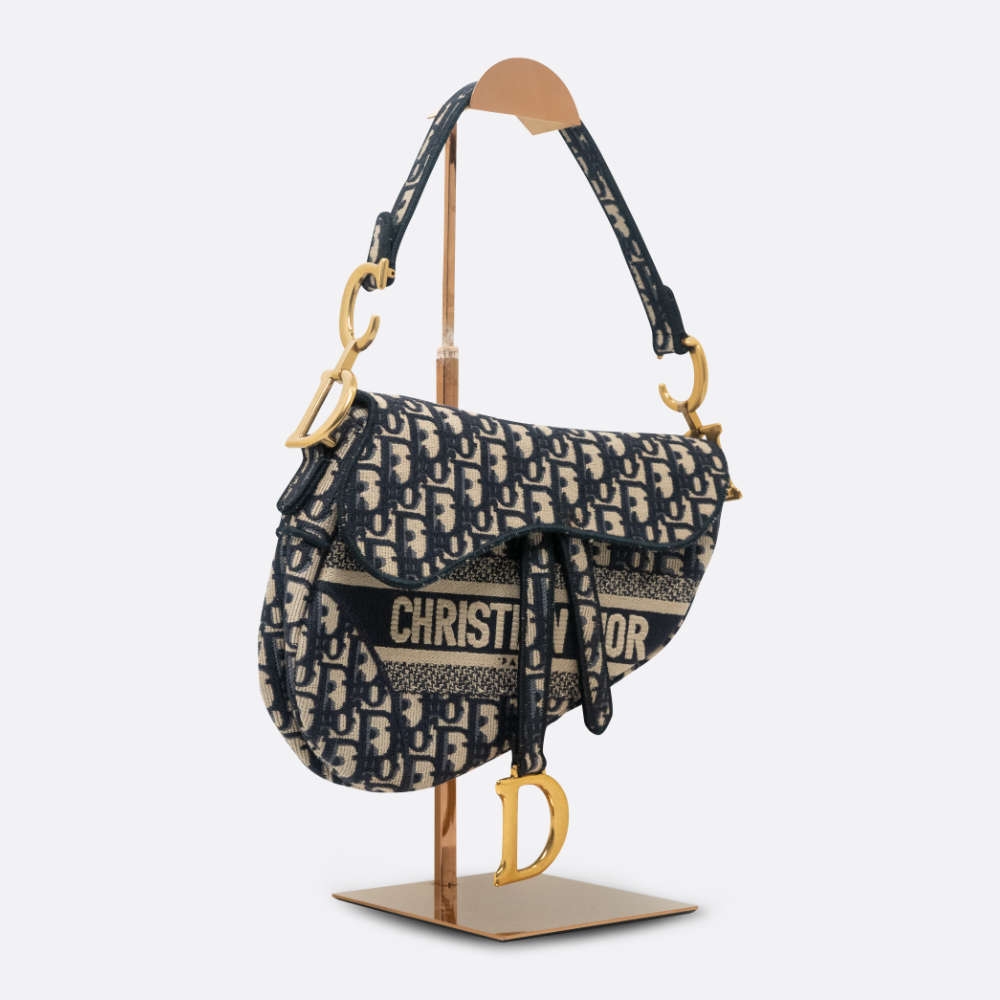 CHRISTIAN DIOR SADDLE BAG MEDIUM BLUE JACQUARD
