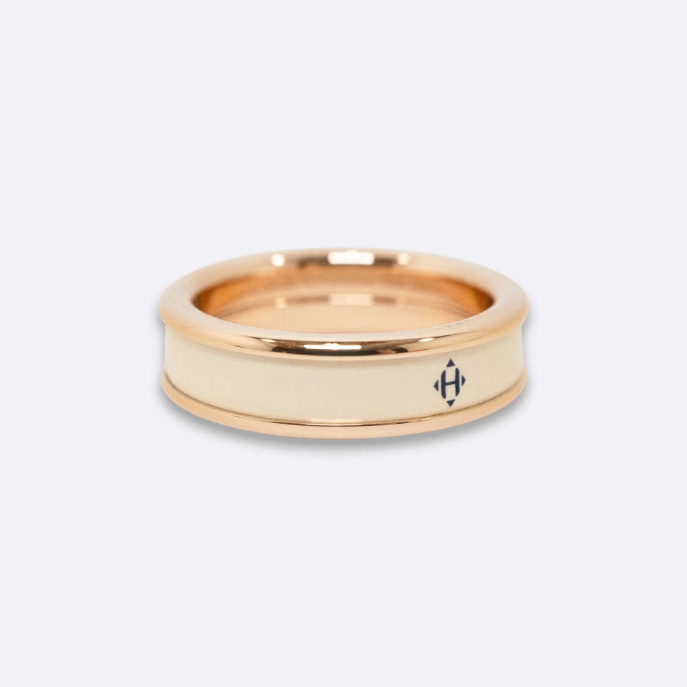 HERMES UNI RING 53 WHITE ENAMEL