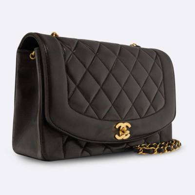 CHANEL DIANA FLAP BAG MEDIUM BLACK LAMBSKIN