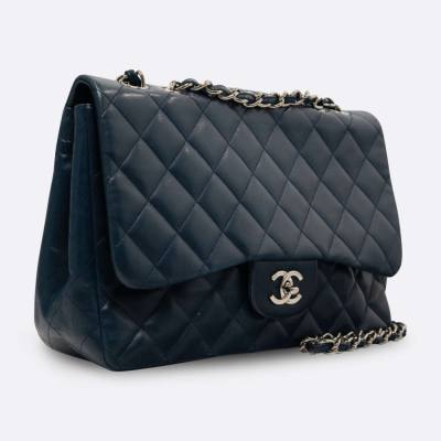 CHANEL FLAP BAG JUMBO NAVY BLUE LAMBSKIN