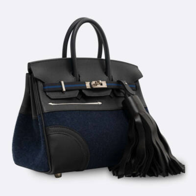 HERMES BIRKIN GO TEAM 25 BLEU NUIT SWIFT,FELT
