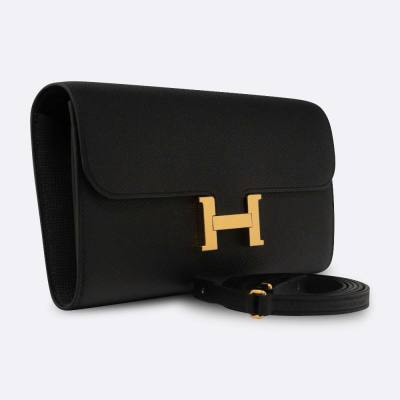 HERMES CONSTANCE TO GO WALLET LONG CLUTCH BLACK EPSOM