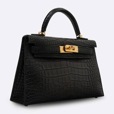HERMES MINI KELLY 20 BLACK MATTE ALLIGATOR