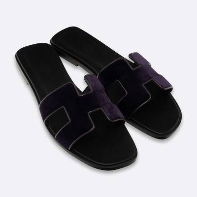 HERMES ORAN EU 37.5 VIOLET SUEDE