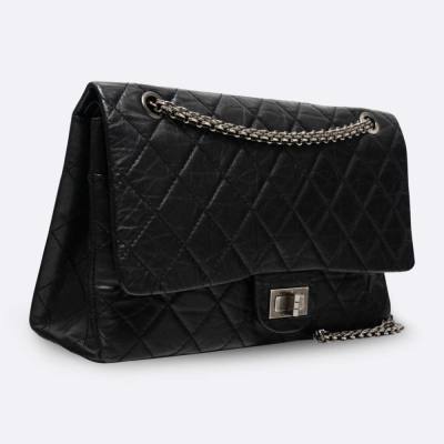 CHANEL 2.55 REISSUE 227 BLACK AGED CALFSKIN