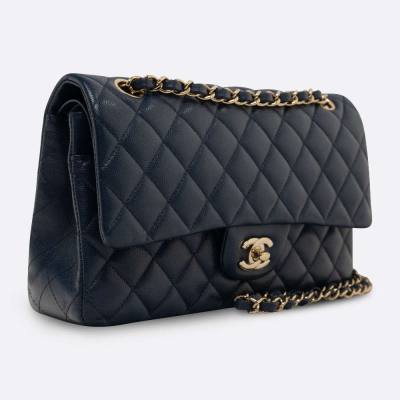 CHANEL CLASSIC HANDBAG MEDIUM BLUE CAVIAR