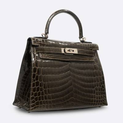 HERMES KELLY SELLIER 28 GRAPHITE NILOTICUS CROCODILE