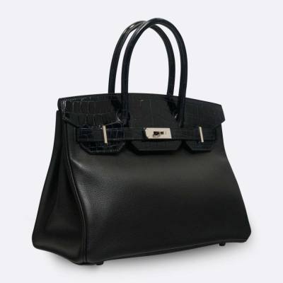 HERMES BIRKIN TOUCH 30 BLACK, BLUE NOVILLO, CROCODILE