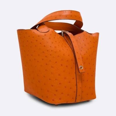 HERMES PICOTIN 18 ORANGE OSTRICH