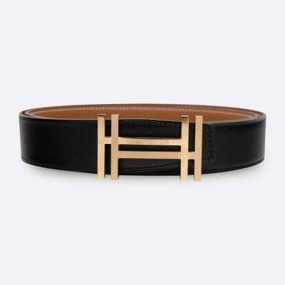 HERMES BELT 90CM BLACK,BROWN BOX CALF