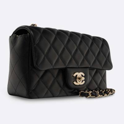 CHANEL CLASSIC HANDBAG MINI BLACK LAMBSKIN
