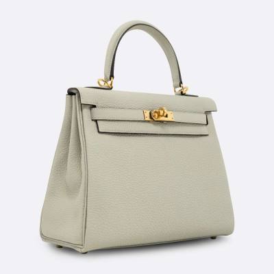 HERMES KELLY RETOURNE 25 GRIS NEVE TOGO