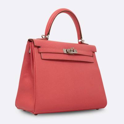 HERMES KELLY RETOURNE 25 ROSE LIPSTICK CHEVRE